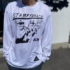 【Unisex】STAMP Run&Co | スタンプ ランアンドカンパニー　STAMP Long Sleeve Tee "Two Cats" - WHITE - 画像 (2)