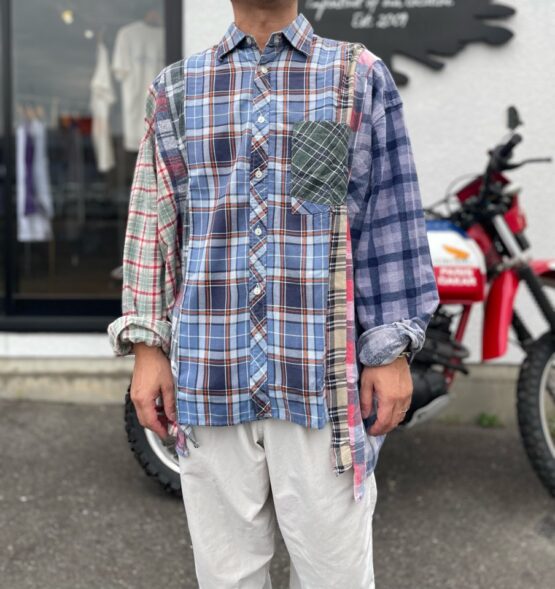 【Unisex】Rebuild by Needles | リビルドバイニードルズ　Flannel Shirt 7Cut Wide Sht - B