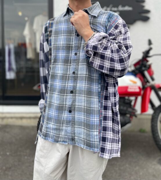 【Unisex】Rebuild by Needles | リビルドバイニードルズ　Flannel Shirt 7Cut Wide Sht - C