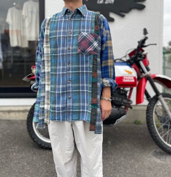 【Unisex】Rebuild by Needles | リビルドバイニードルズ　Flannel Shirt 7Cut Wide Sht - D