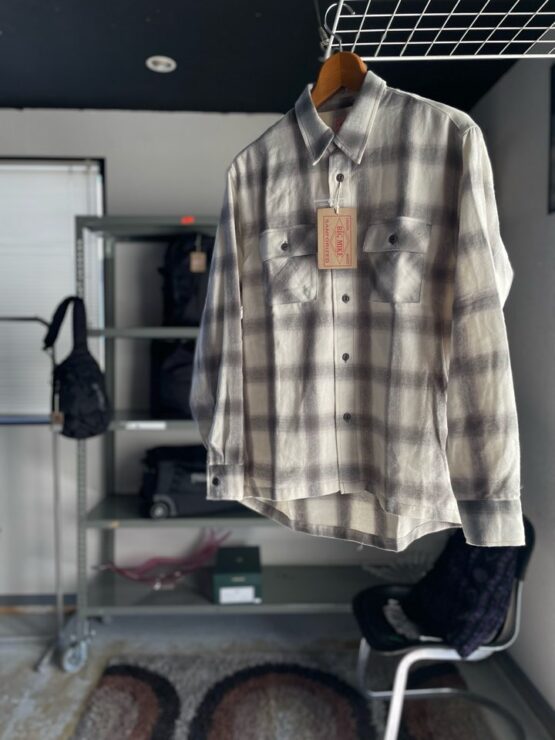 【Men's】BIG MIKE | ビッグマイク　Light Flannel Shirts - WHITE × OLIVE [Ombre Check Shirts]