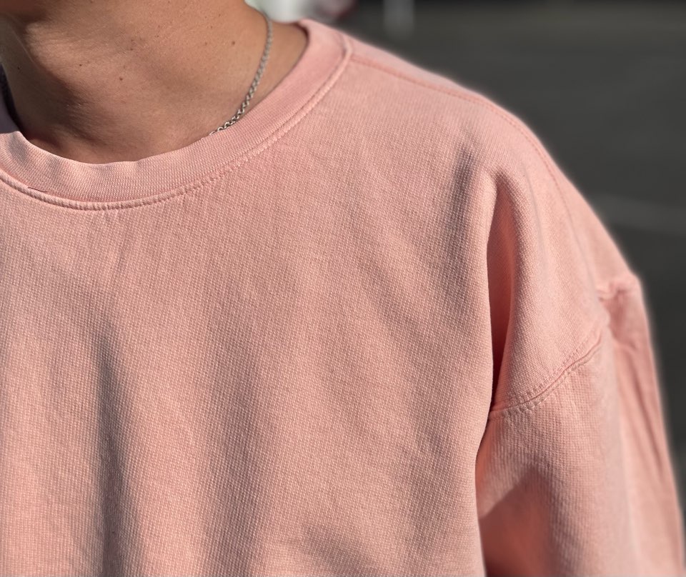 【Unisex】the hommage effort | オマージュ Garment Dye Crew Sweat - PEACH - 画像 (3)