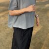 【Ladies】Healthknit | ヘルスニット　American Fabric Squar S/S T-Shirt - BLUE GRAY - 画像 (4)