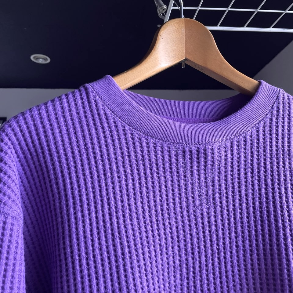 【Unisex】JEMORGAN | ジェーイーモーガン Big Waffle Crew Neck - PURPLE - 画像 (8)
