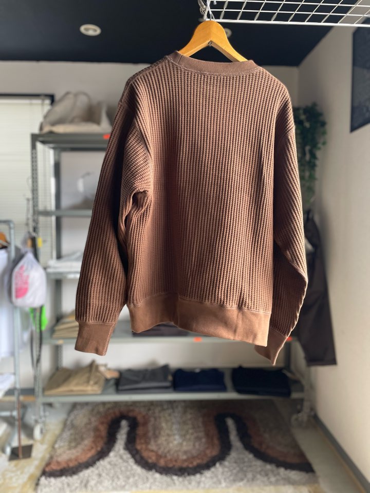 【Unisex】JEMORGAN | ジェーイーモーガン Big Waffle Crew Neck - BROWN - 画像 (12)