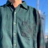 【Unisex】Rebuild by Needles | リビルドバイニードルズ　Flannel Shirt  7Cut Wide Sht / Over Dye - GREEN Ⅱ - 画像 (5)