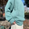 La Paz | ラ パス　Simple Jacquared Crew Sweater - SMOKEY AQUA - 画像 (2)