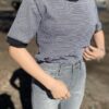 【Ladies】Healthknit | ヘルスニット　Basic Waffle Crewneck S/S Tee BASIC WAFFLE CREWNECK S/S - BLACK×OFF BORDER [602S] - 画像 (3)