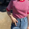 【Ladies】Healthknit | ヘルスニット　Basic Waffle Crewneck S/S Tee BASIC WAFFLE CREWNECK S/S - RED×OFF BORDER [602S] - 画像 (3)