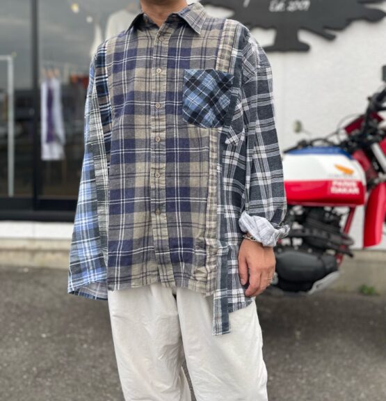 【Unisex】Rebuild by Needles | リビルドバイニードルズ　Flannel Shirt 7Cut Wide Sht - A