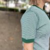 【Ladies】Healthknit | ヘルスニット　Basic Waffle Henlyneck S/S Tee - GREEN×OFF BORDER [601S_BORDER] - 画像 (4)