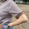 【Ladies】Healthknit | ヘルスニット　Basic Waffle Henlyneck S/S Tee - BROWN×OFF BORDER [601S_BORDER] - 画像 (4)