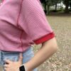 【Ladies】Healthknit | ヘルスニット　Basic Waffle Henlyneck S/S Tee - RED×OFF BORDER [601S_BORDER] - 画像 (4)