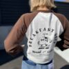 【Ladies】free rage | フリーレイジ　Baseball Tee  "Breakfast Club" - WHITE × BROWN - 画像 (2)