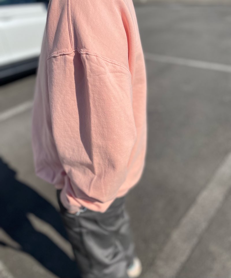 【Unisex】the hommage effort | オマージュ Garment Dye Crew Sweat - PEACH - 画像 (4)