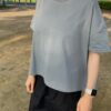 【Ladies】Healthknit | ヘルスニット　American Fabric Squar S/S T-Shirt - BLUE GRAY - 画像 (6)