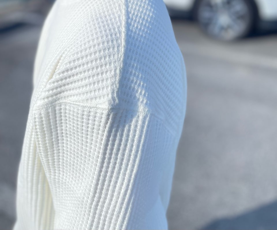 【Unisex】JEMORGAN | ジェーイーモーガン Big Waffle Crew Neck - WHITE - 画像 (7)