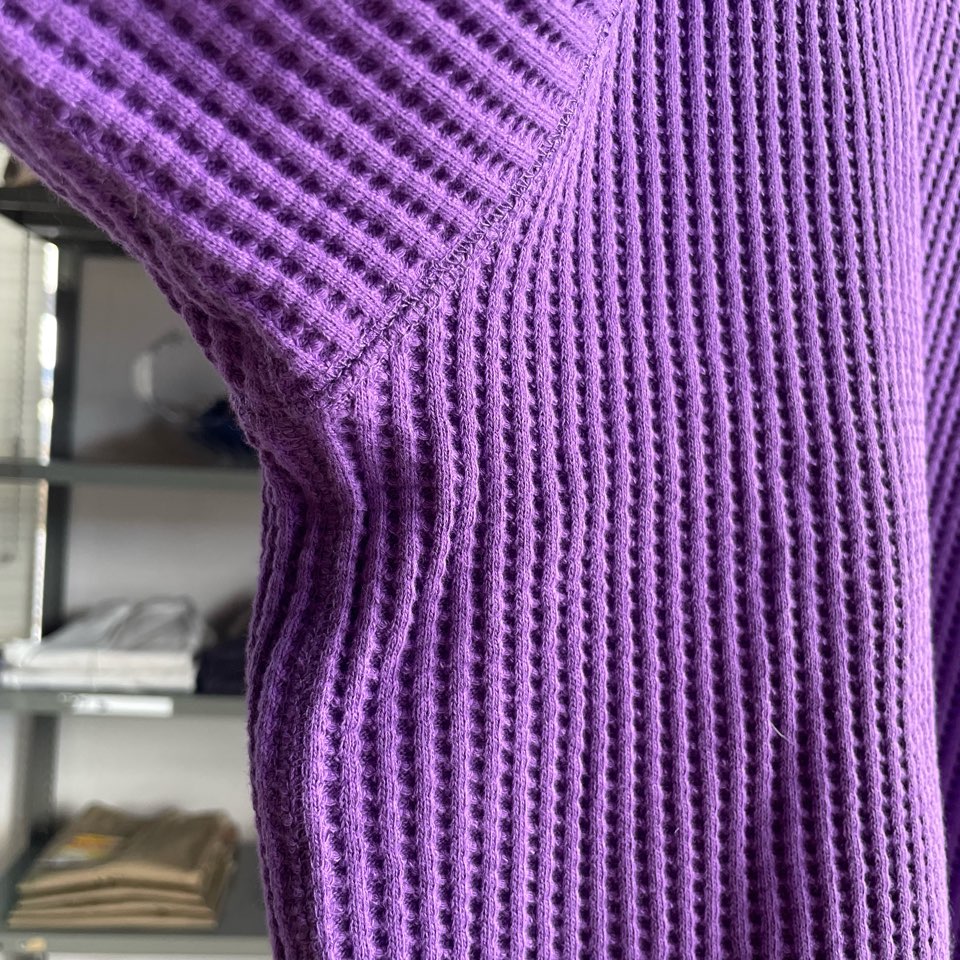 【Unisex】JEMORGAN | ジェーイーモーガン Big Waffle Crew Neck - PURPLE - 画像 (9)