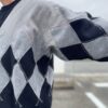 【Men's】BURLAP OUTFITTER | バーラップアウトフィッター　Argyle Fleece Cardigan - GREY / BLACK - 画像 (5)