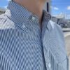【Men's】BURLAP OUTFITTER | バーラップアウトフィッター　General B.D.Shirt Printed- WHITE BLUE STRIPE - 画像 (4)