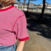 【Ladies】Healthknit | ヘルスニット　Basic Waffle Crewneck S/S Tee BASIC WAFFLE CREWNECK S/S - RED×OFF BORDER [602S] - 画像 (4)