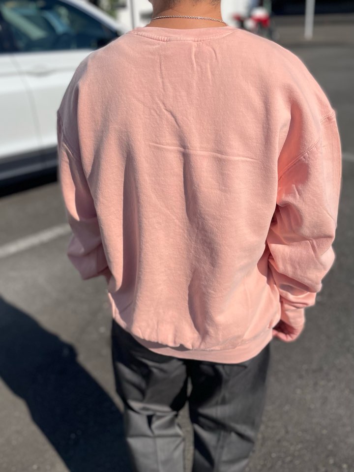 【Unisex】the hommage effort | オマージュ Garment Dye Crew Sweat - PEACH - 画像 (5)