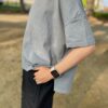 【Ladies】Healthknit | ヘルスニット　American Fabric Squar S/S T-Shirt - BLUE GRAY - 画像 (3)