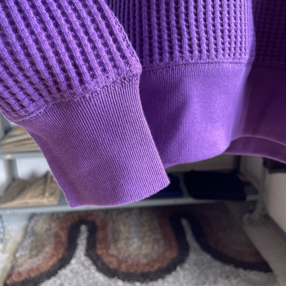 【Unisex】JEMORGAN | ジェーイーモーガン Big Waffle Crew Neck - PURPLE - 画像 (10)