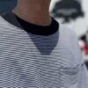 【Men's】Less by SHELTECH | シェルテック　Wide Tee Border - BLACK × WHITE - 画像 (4)