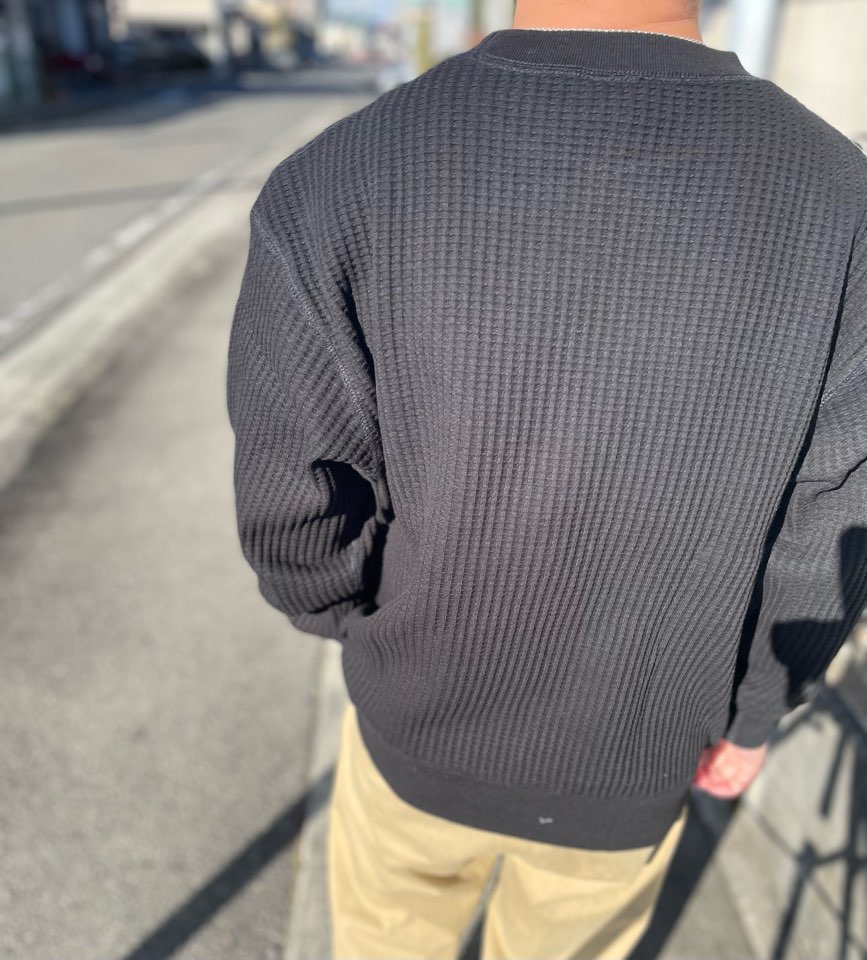【Unisex】JEMORGAN | ジェーイーモーガン Big Waffle Crew Neck - BLACK - 画像 (7)