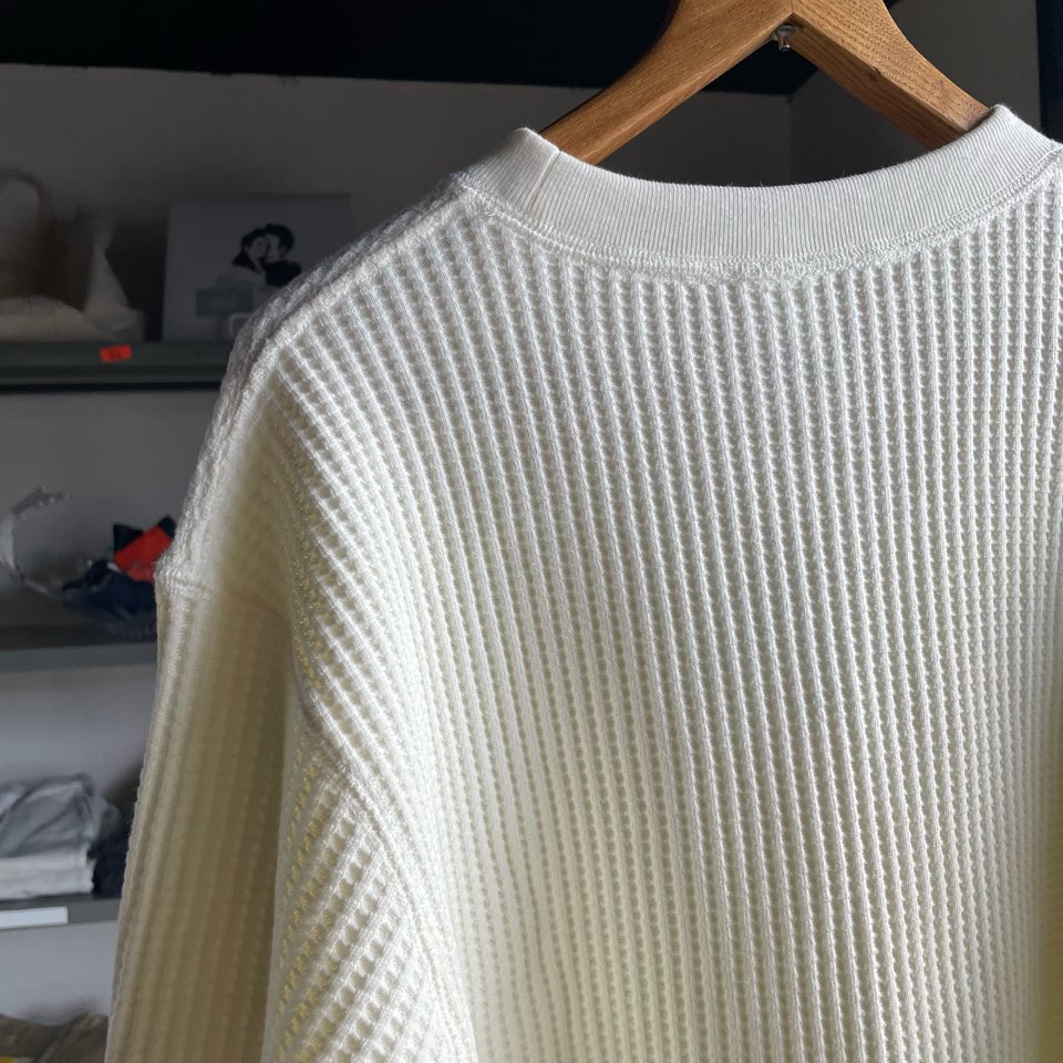 【Unisex】JEMORGAN | ジェーイーモーガン Big Waffle Crew Neck - WHITE - 画像 (14)