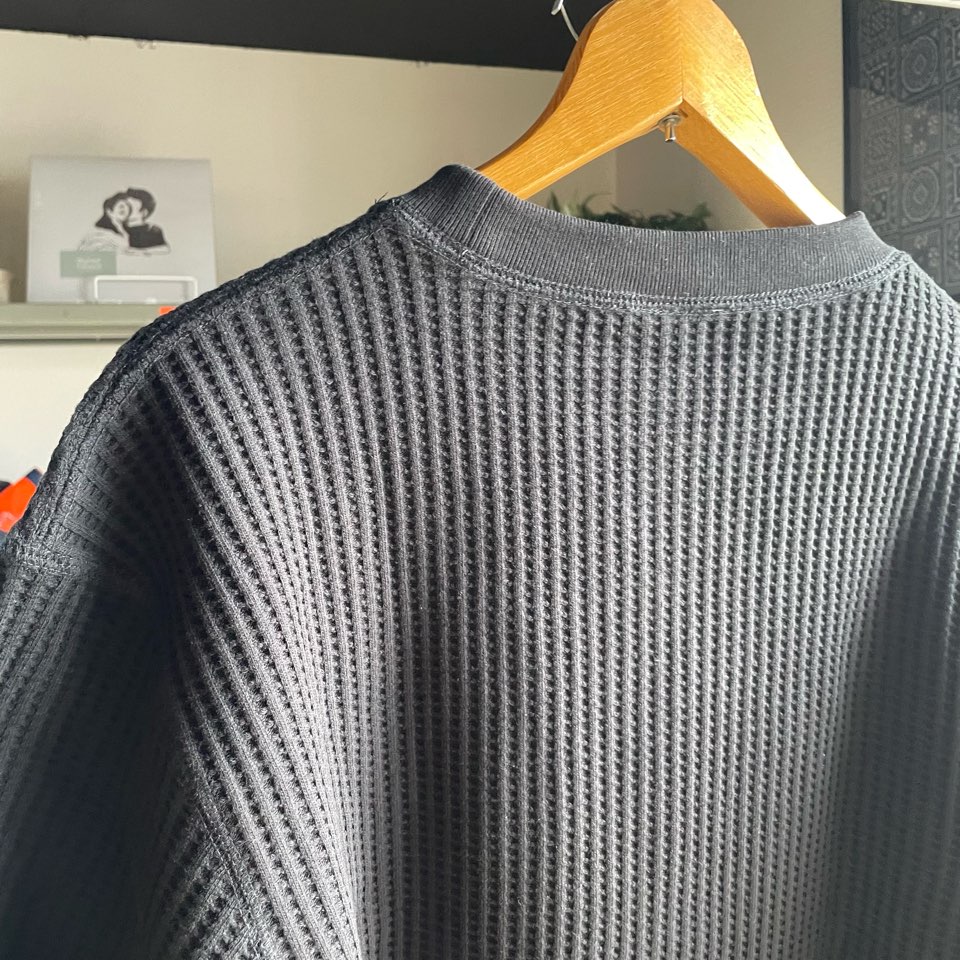 【Unisex】JEMORGAN | ジェーイーモーガン Big Waffle Crew Neck - BLACK - 画像 (12)