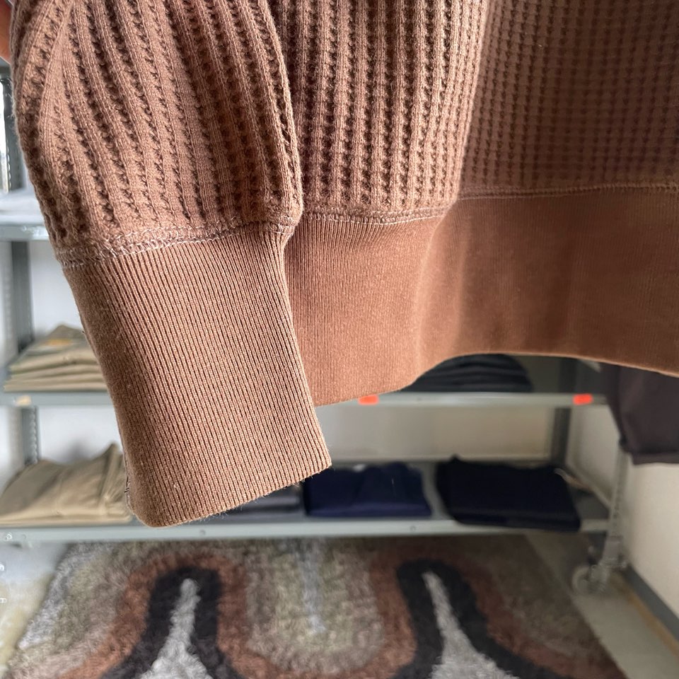 【Unisex】JEMORGAN | ジェーイーモーガン Big Waffle Crew Neck - BROWN - 画像 (10)