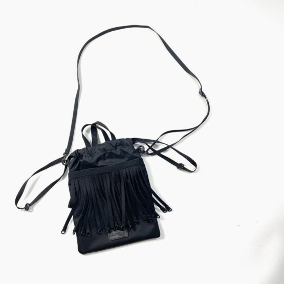 【Unisex】BAICYCLON by bagjack | バイシクロン バイ バッグジャック　Tape Fringe Drawstring Bag - BLACK [BCL-65]