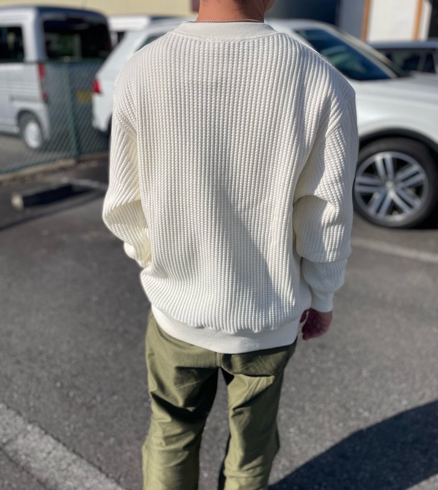 【Unisex】JEMORGAN | ジェーイーモーガン Big Waffle Crew Neck - WHITE - 画像 (8)