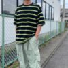 【Unisex】WALLA WALLA SPORT | ワラワラスポーツ　S/S Stripe Tee - BLACK / GREEN - 画像 (3)