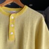 【Ladies】Healthknit | ヘルスニット　Basic Waffle Henlyneck S/S Tee - YELLOW×OFF BORDER [601S_BORDER] - 画像 (7)