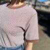 【Ladies】Healthknit | ヘルスニット　Basic Waffle Crewneck S/S Tee BASIC WAFFLE CREWNECK S/S - BROWN×OFF BORDER [602S] - 画像 (4)