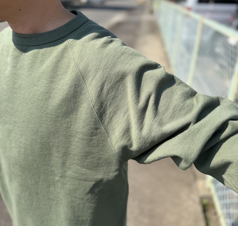 【Unisex】WALLA WALLA SPORT | ワラワラスポーツ 13oz Crew Sweat Shirt - OLD GREEN - 画像 (5)