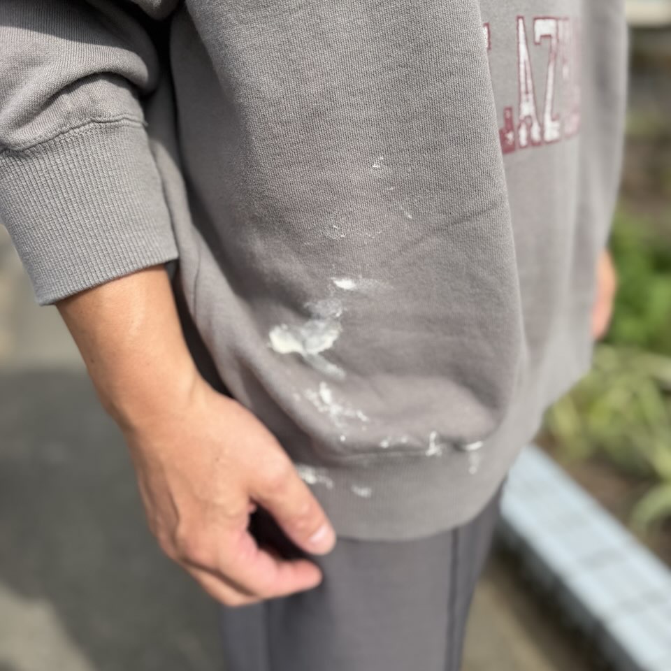 【Unisex】free rage | フリーレイジ "LAZYLAND" ハンドクラフト裏毛クルースウェット - USED GREY - 画像 (5)