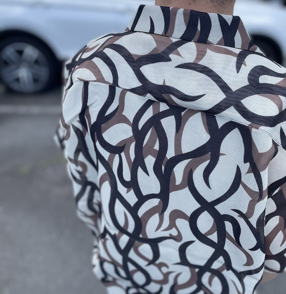 【Men's】BIG MIKE | ビッグマイク Mesh Tribal Camo Open Slit S/S Shirts - NATURAL - 画像 (5)