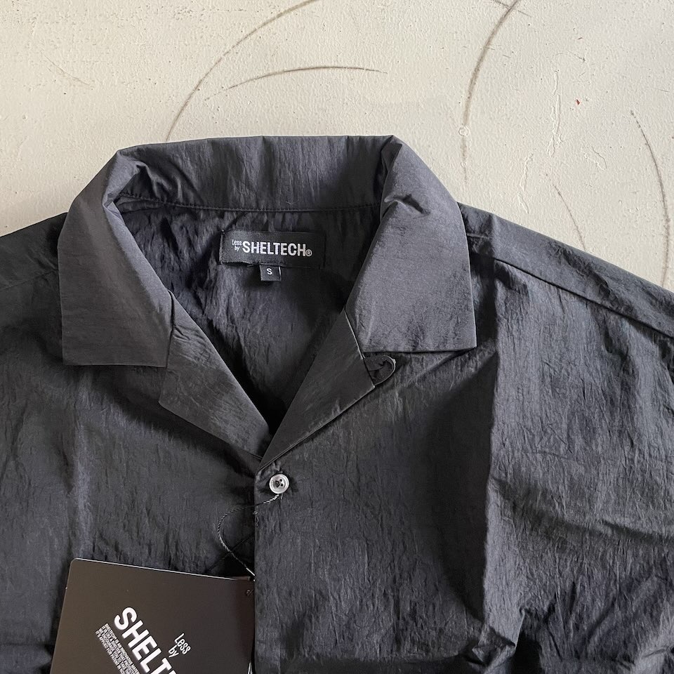 【Men's】Less by SHELTECH | シェルテック Open Collar Shirt - BLACK - 画像 (8)