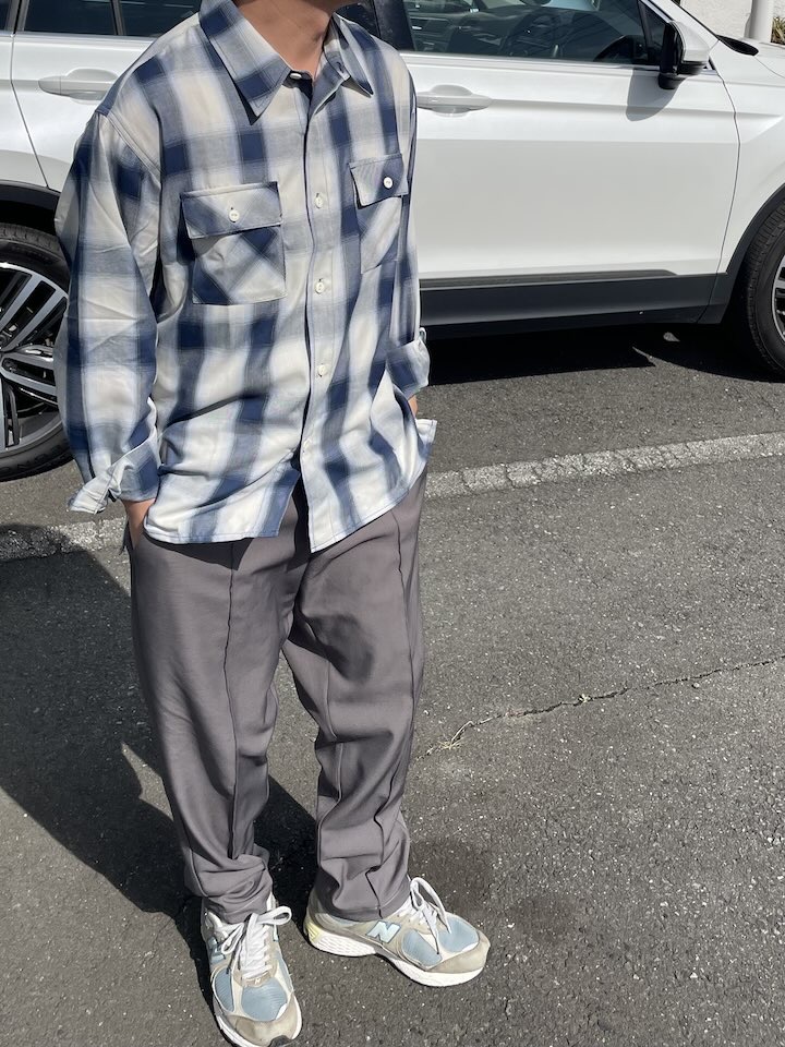 【Men's】BIG MIKE | ビッグマイク Rayon Mix Ombre Check Shirts - WHITE × BLUE - 画像 (7)