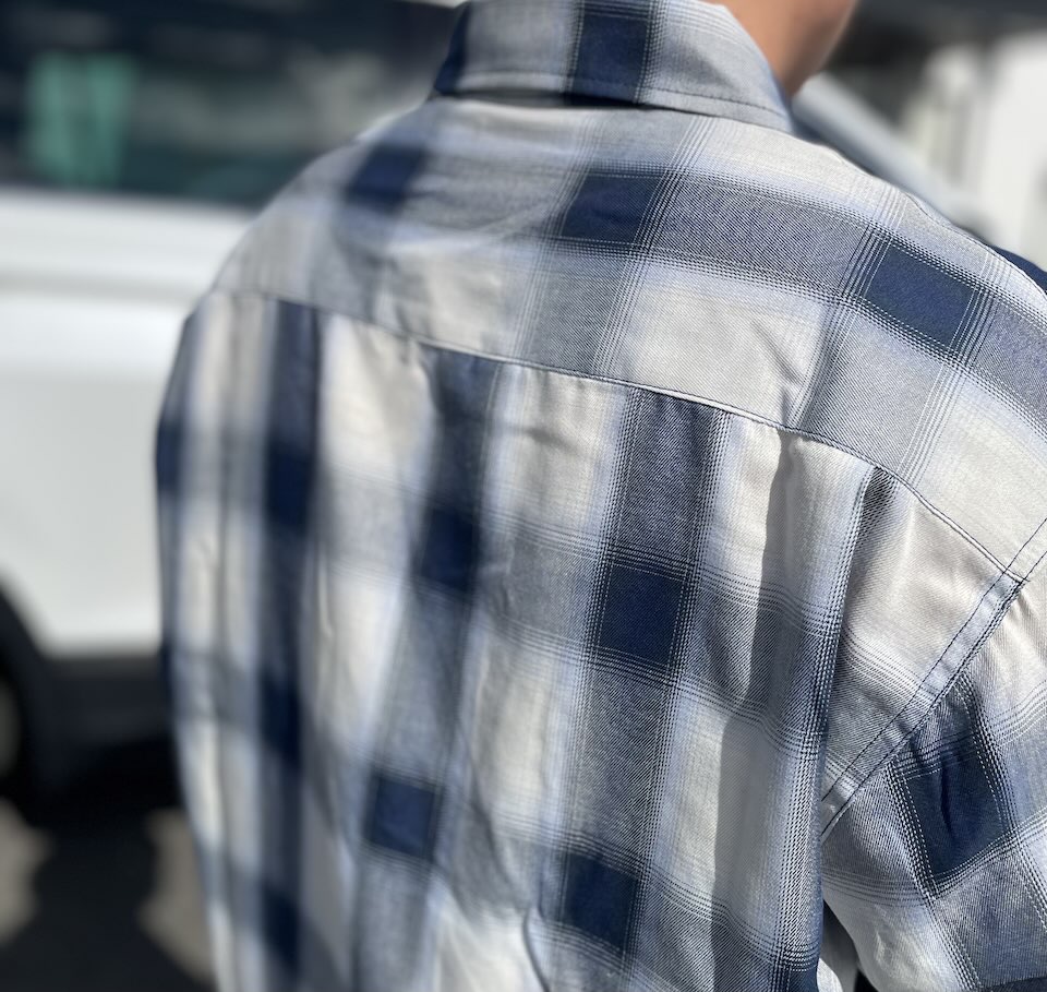 【Men's】BIG MIKE | ビッグマイク Rayon Mix Ombre Check Shirts - WHITE × BLUE - 画像 (6)