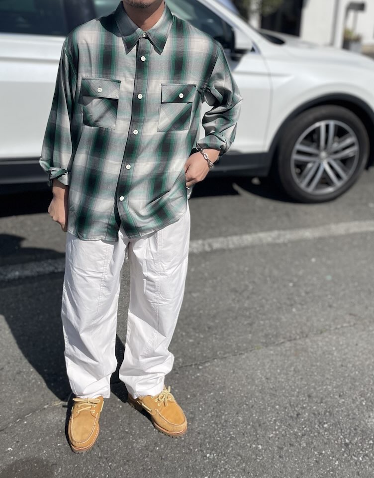 【Men's】BIG MIKE | ビッグマイク Rayon Mix Ombre Check Shirts - WHITE×GREEN×BLACK - 画像 (8)
