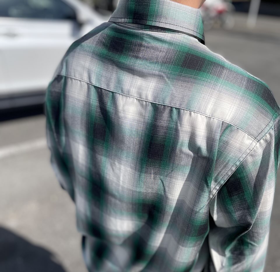 【Men's】BIG MIKE | ビッグマイク Rayon Mix Ombre Check Shirts - WHITE×GREEN×BLACK - 画像 (6)
