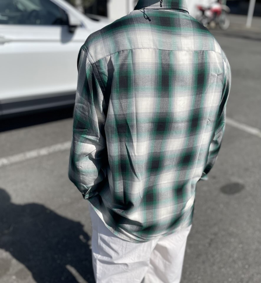 【Men's】BIG MIKE | ビッグマイク Rayon Mix Ombre Check Shirts - WHITE×GREEN×BLACK - 画像 (7)