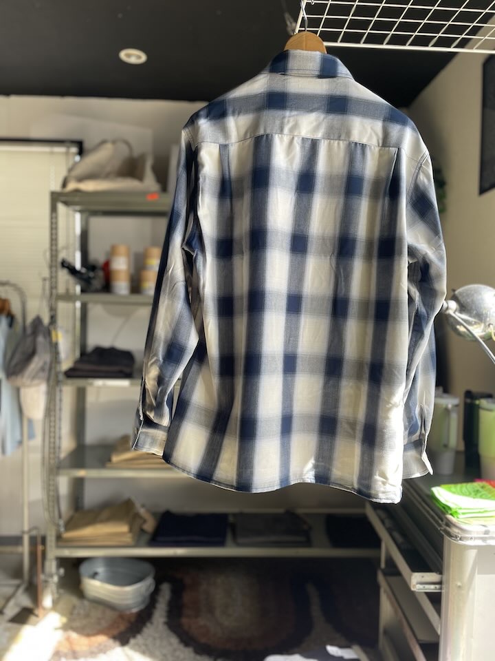 【Men's】BIG MIKE | ビッグマイク Rayon Mix Ombre Check Shirts - WHITE × BLUE - 画像 (15)