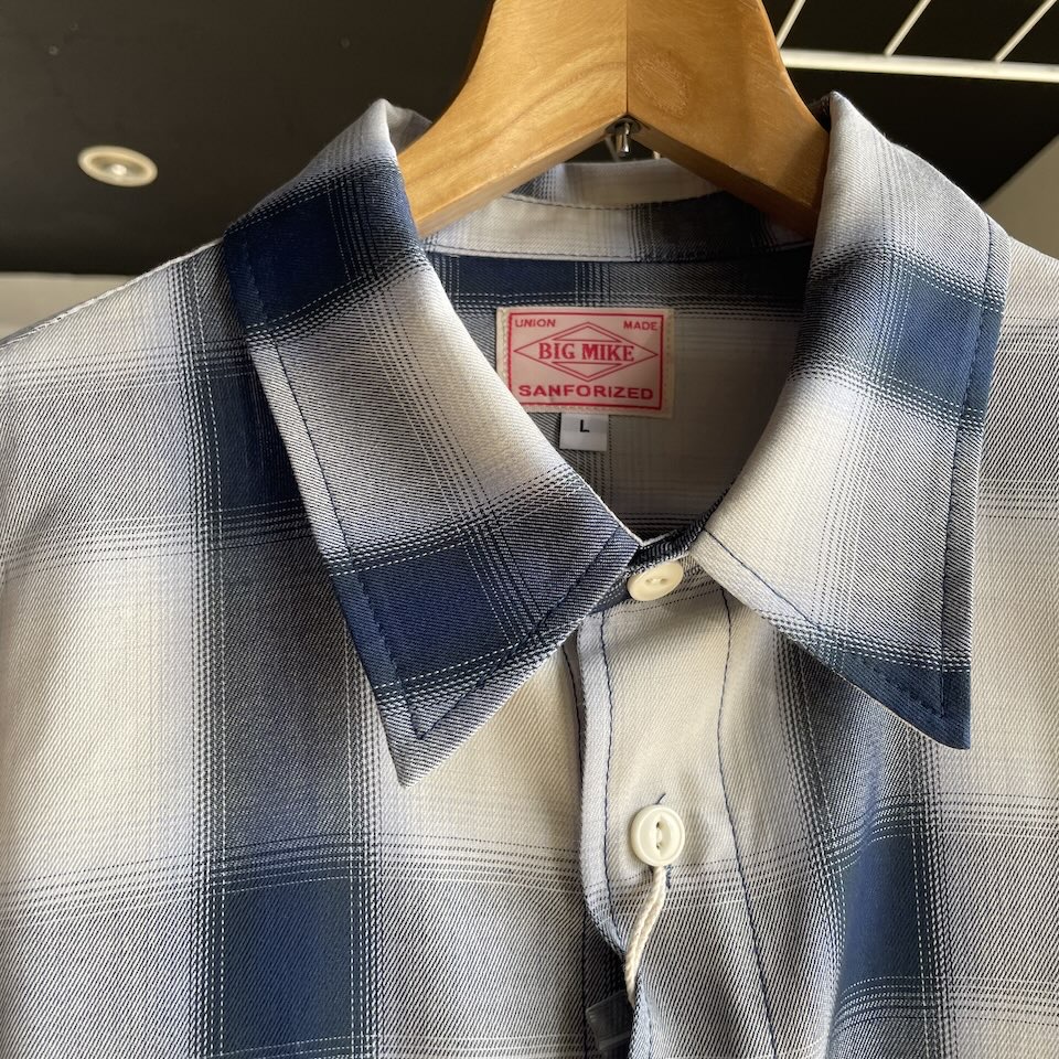 【Men's】BIG MIKE | ビッグマイク Rayon Mix Ombre Check Shirts - WHITE × BLUE - 画像 (9)
