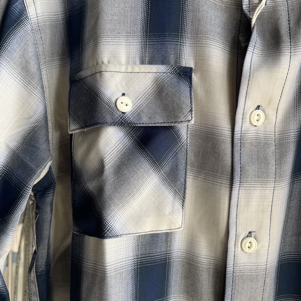 【Men's】BIG MIKE | ビッグマイク Rayon Mix Ombre Check Shirts - WHITE × BLUE - 画像 (10)